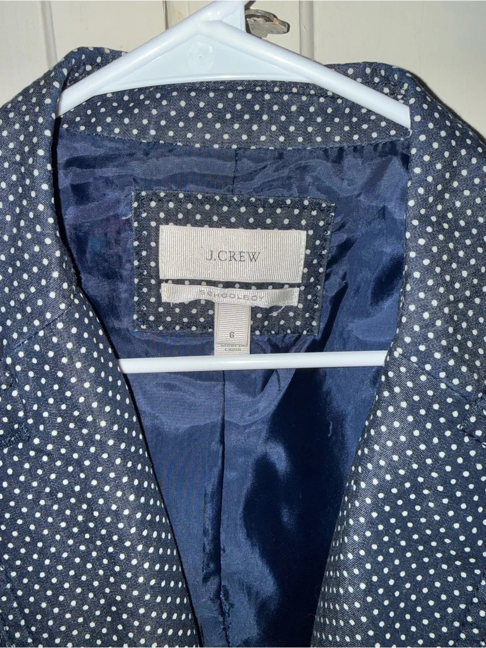 J. Crew Navy and White Polka Dot Women's Blazer